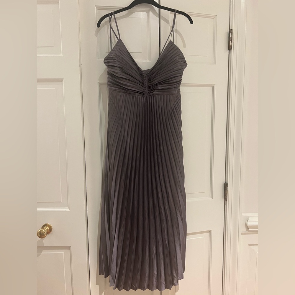 Banana Republic Charcoal Gray Maxi Pleated Cocktail Dress Size 18 NWT